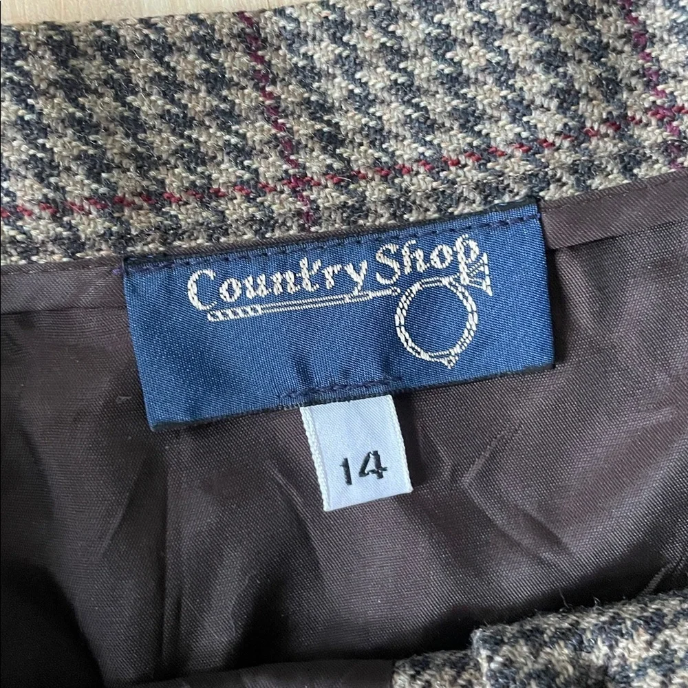 Vintage Country Shop Classic Brown Houndstooth Wool Lambswool Maxi Skirt